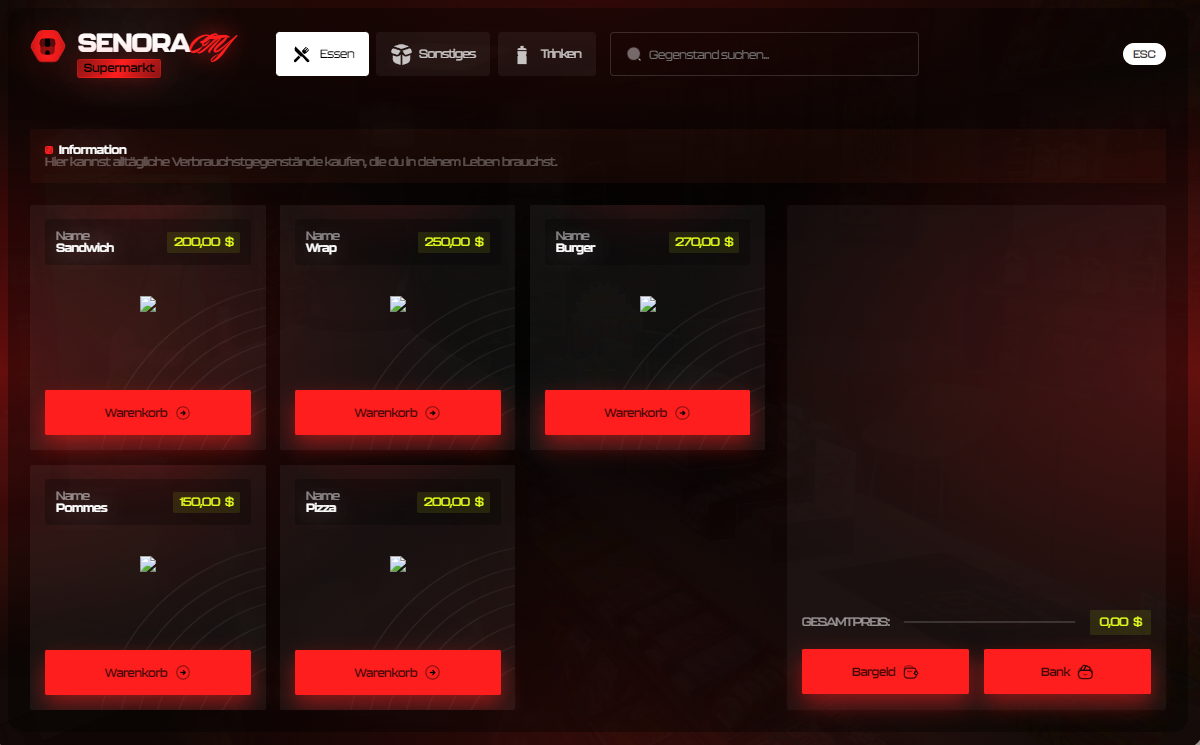 Senora City Custom Shop Script